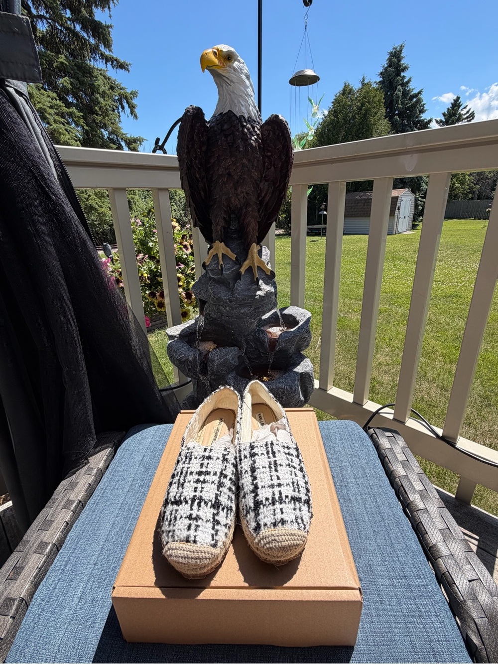 KARL LAGERFELD Black & White Tweed Espadrille Flats - Picture 2 of 5